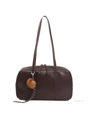 Genuine Leather Structured Zip-Top Satchel Shoulder Bag